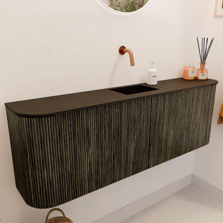 Mondiaz JOYA 123.2cm toiletmeubel - ronding links en rechts kleur Shadow - Wastafel FAYE positie Midden Zonder kraangat kleur Urban.