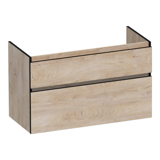 BRAUER Delight Edge meuble sous lavabo 100 2 tiroirs softclose - sans poignée - 1 découpe pour le siphon - Blé Forestier