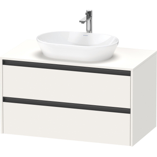 Duravit ketho 2 meuble sous lavabo avec plaque de console avec 2 tiroirs 100x55x56.8cm avec poignées blanc anthracite super mat