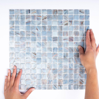 The Mosaic Factory Amsterdam carrelage mosaïque 32.2x32.2cm pour mur et sol intérieur et extérieur carré verre gris moyen