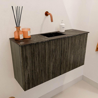 Mondiaz JOYA-DLUX 80cm toiletmeubel - kleur Shadow - Wastafel FAYE positie Midden Zonder kraangat kleur Lava.