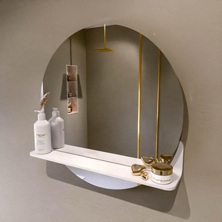 Mondiaz SPOT Badkamerspiegel - rond 60cm - spiegelplanchet - kleur Talc