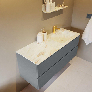 Mondiaz VICA-DLUX Ensemble de meuble de salle de bain - 120cm - meuble sous-vasque plata - 2 tiroirs - lavabo encastré cloud droite - 1 trou de robinet - version haute de 60cm - frape