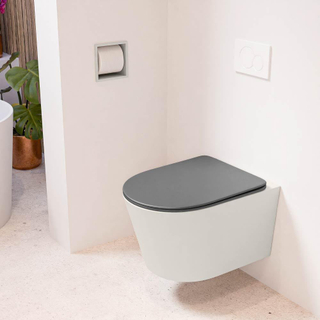 MONDIAZ LAVIE wandclosetpack - 36x53cm - diepspoel - rimless - Linen (offwhite) - softclose - quick-release - toiletzitting - Dark grey (grijs)