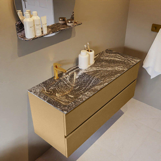 Mondiaz VICA-DLUX Ensemble de meuble de salle de bain - 120cm - meuble sous-vasque oro - 2 tiroirs - lavabo encastrée cloud gauche - 1 trou de robinet - version haute de 60cm - lave