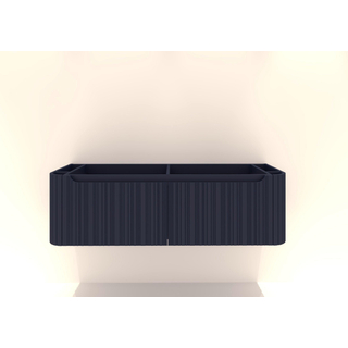 HR badmeubelen Juice Meuble sous lavabo - 140x45x40cm - coins arrondis - façade 3D - 2 tiroirs - blue oak