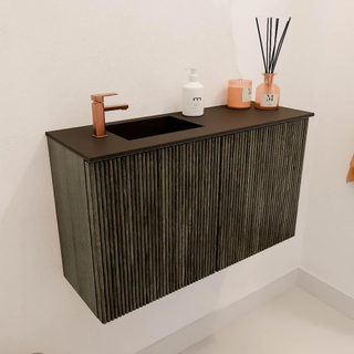 Mondiaz JOYA 70cm toiletmeubel - kleur Shadow - Wastafel FAYE positie Links 1 kraangat kleur Urban.