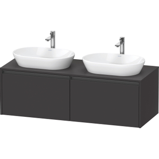Duravit ketho meuble sous 2 lavabos avec plaque console et 2 tiroirs pour double lavabo 140x55x45.9cm avec poignées anthracite graphite super mat