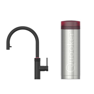 Quooker BE Flex Round kokendwaterkraan - draaibare & uittrekbare uitloop - PRO3 reservoir - kokend water - zwart
