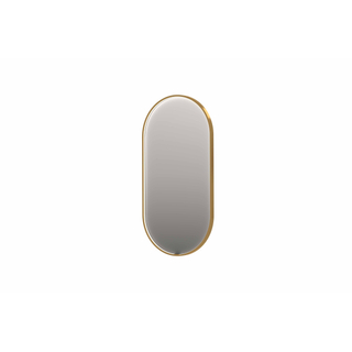 INK SP28 spiegel - 40x4x80cm ovaal in stalen kader incl dir LED - verwarming - color changing - dimbaar en schakelaar - geborsteld mat goud