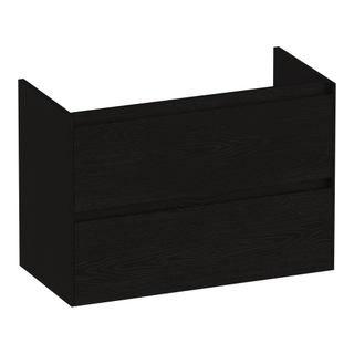 BRAUER Inspire wastafelonderkast ondiep 80 2 softclose lades - greeploos - 1 sifon uitsparing - Timber Black