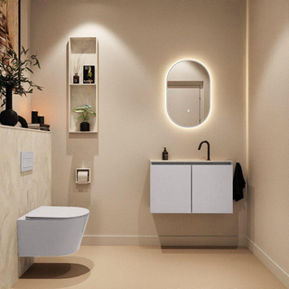 MONDIAZ TURE-DLUX Meuble toilette - 80cm - Cale - EDEN - vasque Ostra - position centrale - 1 trou de robinet