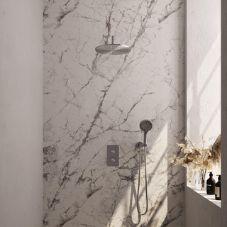 Brauer Douche pluie encastrable Carving brossé - douche principale 30cm - bouton Carving - douchette ronde 3 positions - PVD - inox brossé