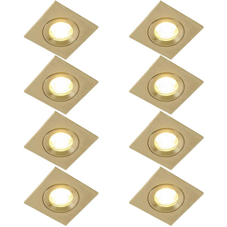 QAZQA Xena inbouwspot - set van 8 - 8x8cm - IP44 - vierkant - goud