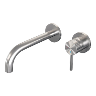 BRAUER Stripe Mitigeur lavabo encastré - bec courbé et rosaces - modèle A1 - couleur inox brossé PVD