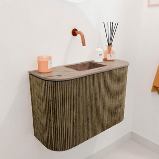 Mondiaz JOYA-DLUX Meuble de salle de bains 63,2cm - arrondi gauche et droite couleur Dusk - Vasque FAYE position Milieu Sans trou de robinet couleur Arena