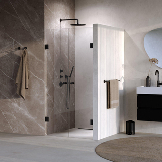 BRAUER Void Carving Porte battante - 100x200cm - revêtement verre - réversible - verre clair - noir mat