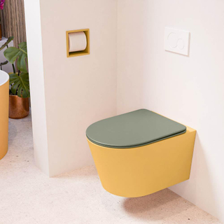 MONDIAZ LAVIE wandclosetpack - 36x53cm - diepspoel - rimless - Ocher (geel) - softclose - quick-release - toiletzitting - Army (groen)