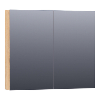 BRAUER Impress spiegelkast - 80x70x15cm - zonder verlichting - 2 dubbelzijdige spiegeldeuren - Forest Tan