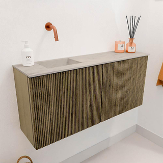 Mondiaz JOYA-DLUX 90cm toiletmeubel - kleur Dusk - Wastafel FAYE positie Links Zonder kraangat kleur Opalo.