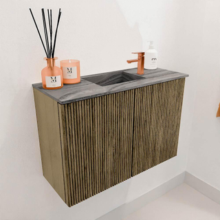 Mondiaz JOYA-DLUX Meuble de salle de bains 60cm - couleur Dusk - Vasque FAYE position Milieu 1 trou de robinet couleur Sombra.