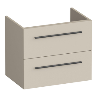 BRAUER Trust wastafelonderkast ondiep 60 excl. opbouwgrepen 2 softclose lades en 1 sifon uitsparing - mat beige
