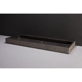 Forzalaqua Palermo Lavabo 120.5x51.5x9cm rectangulaire 1 lavabo 1 trou pour robinetterie pierre de taille ciselé bleu gris