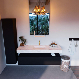 Mondiaz ALAN-DLUX Ensemble de meuble - 150cm - meuble Urban mat - 1 tiroir - Lavabo Cloud Ostra suspendu - vasque Centre - 1 trou de robinet