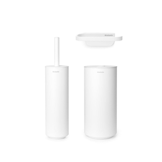 Brabantia MindSet Toilet Accessoiresset - toiletrolhouder - zonder klep - toiletborstelhouder - gesloten - reserverolhouder - mineral fresh white