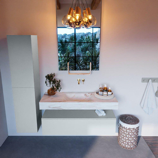 Mondiaz ALAN-DLUX Ensemble de meuble - 120cm - meuble Clay mat - 1 tiroir - Lavabo Cloud Frappe suspendu - vasque Centre - 0 trous de robinet