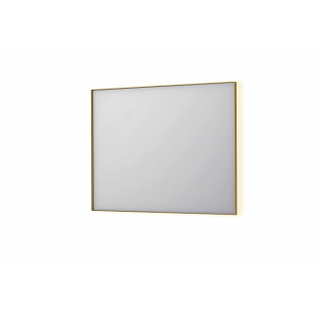 INK SP32 miroir - 100x4x80cm rectangulaire dans cadre en acier incl LED indirecte - chauffage - changement de couleur - dimmable et interrupteur - brossé mat or