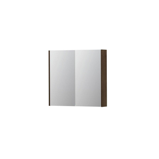 INK SPK2 Spiegelkast - 80x14x74cm - 2 deuren - dubbelzijdige Spiegel - schakelaar en stopcontact - MDF Fineer Chocolate