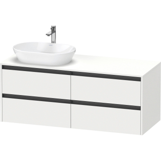 Duravit ketho 2 meuble sous lavabo avec plaque console avec 4 tiroirs pour lavabo à gauche 140x55x56.8cm avec poignées blanc anthracite mate