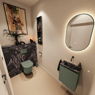 MONDIAZ TURE-DLUX Meuble toilette - 40cm - Army - EDEN - vasque Lava - position centrale - sans trou de robinet