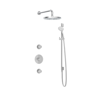 Hotbath Buddy IBS1 Regendoucheset - 2 stopkranen - 35cm wandarm - 30cm ronde hoofddouche - 3 standen handdouche - glijstang - chroom