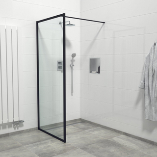 Saniclass Bellini Inloopdouche - 90x200cm - veiligheidsglas - mat zwarte lijst rondom - anti kalk SHOWROOMMODEL