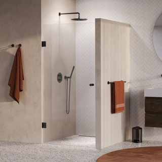 BRAUER Void Carving Nisdeur - 90x200cm - draaideur - glascoating - omkeerbaar - helder glas - geborsteld gunmetal PVD