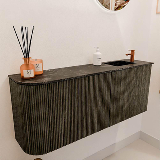 Mondiaz JOYA-DLUX 101.6cm toiletmeubel - ronding links kleur Shadow - Wastafel FAYE positie Rechts 1 kraangat kleur Lava.