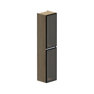 Thebalux hoge kast 165x35x29 2x glasdeur 1x greeplijst aluminium links draaiend t.b.v. Type 1/3/5/9