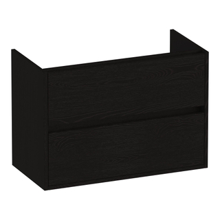 BRAUER Adore wastafelonderkast ondiep - 80x39x55cm - 2 softclose lades - greeploos - 1 sifon uitsparing - Timber Black