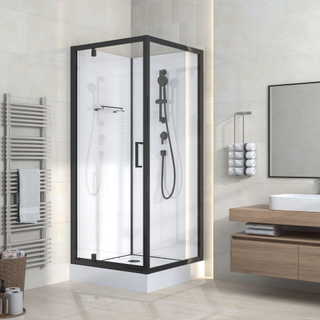 Ritmo cabine de douche - 80x80cm - y compris garniture de douche - noir