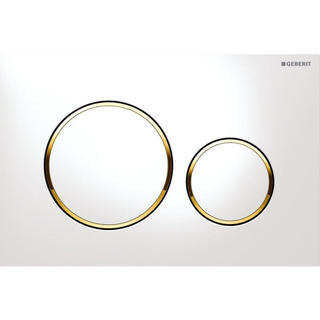 Geberit Sigma20 bedieningplaat, 2-toets spoeling frontbediening voor toilet 24.6x16.4cm wit goud wit OUTLETSTORE