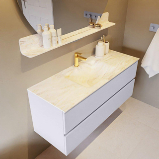 Mondiaz VICA-DLUX ensemble de meuble de salle de bain - 120cm - meuble sous-vasque cale - 2 tiroirs - lavabo encastré cloud milieu - 1 trou de robinet - version haute de 60cm - ostra