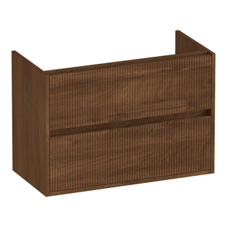 BRAUER Adore Wavy wastafelonderkast ondiep 80 2 softclose lades - greeploos - 1 sifon uitsparing - Forest Cacao