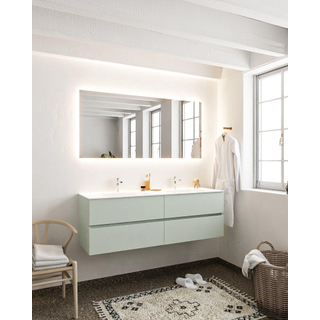 MONDIAZ VICA Ensemble de meuble salle de bain - 150cm - 4 tiroirs - lavabo Cloud double - 2 trous de robinet - solid surface grise