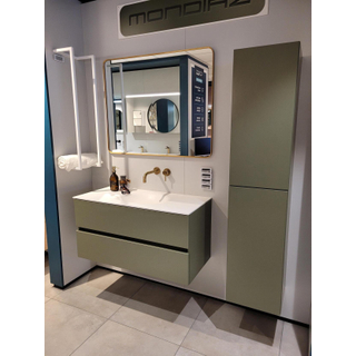 ENSEMBLE DE MEUBLE MONDIAZ VICA - 100cm - 2 tiroirs - lavabo Moon central - 0 trous de robinet - solid surface army