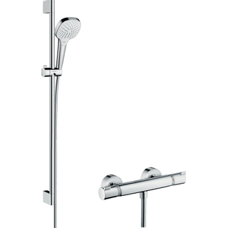 Hansgrohe Croma Select E Doucheset - glijstangset - croma select e vario - handdouche 90cm - Ecostat Comfort douchekraan - thermostatisch - wit/chroom