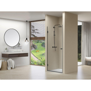Van Rijn Products ST01 Porte de niche - 80x200cm - verre clair transparent - épaisseur 8mm - incl. joints - noir