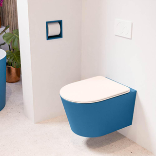 MONDIAZ LAVIE wandclosetpack - 36x53cm - diepspoel - rimless - Jeans (blauw) - softclose - quick-release - toiletzitting - Rosee (roze)