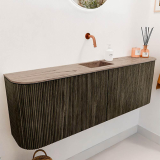 Mondiaz JOYA-DLUX 123.2cm toiletmeubel - ronding links en rechts kleur Shadow - Wastafel FAYE positie Midden Zonder kraangat kleur Arena.